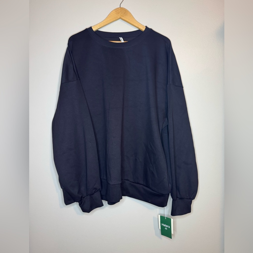 Halara Oversized Crewneck Sweatshirt Black NWT Women’s‎ XL